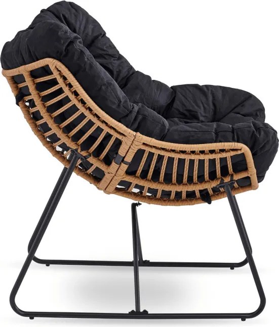 Fotel Wypoczynkowy Ogrodowy FIN na Płozach Czarny Nowoczesny