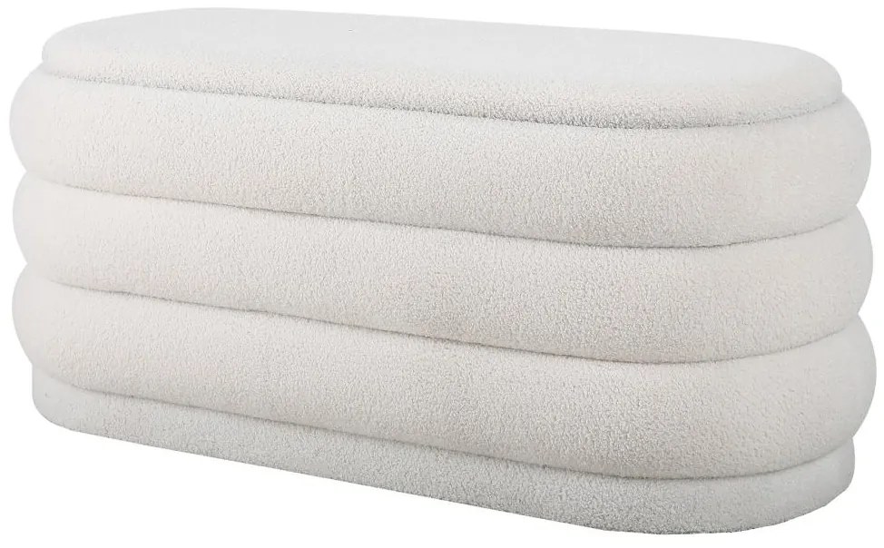 Ławka ze skrzynią  – tkanina typu bouclé – Kremowy – ECAMBI