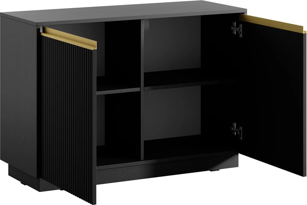 Dwudrzwiowa komoda ryflowana Royal K104, kolor czarny
