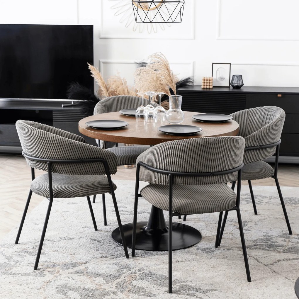 Krzesło Tapicerowane TINKA Szare Sztruksowe Nowoczesne Loft