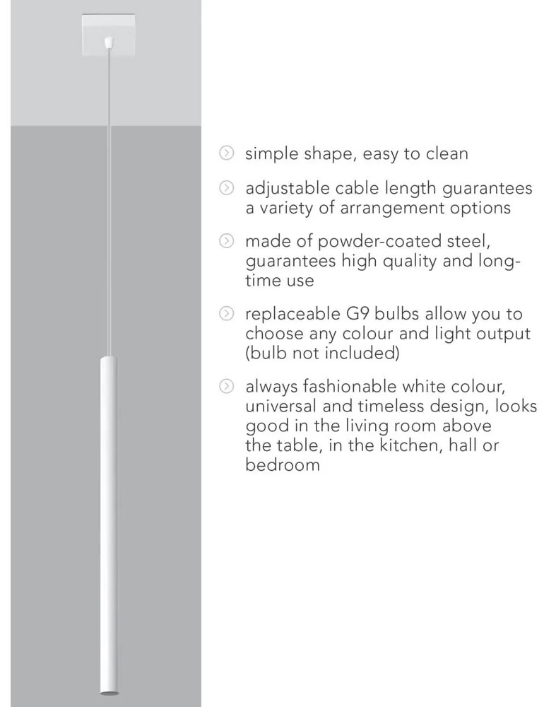 Biała lampa wisząca Sollux Fideus Single