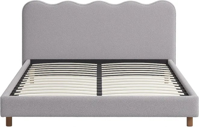 Łóżko Tapicerowane 160x200 cm IZMIR ze Stelażem Dwuosobowe Boucle Szare
