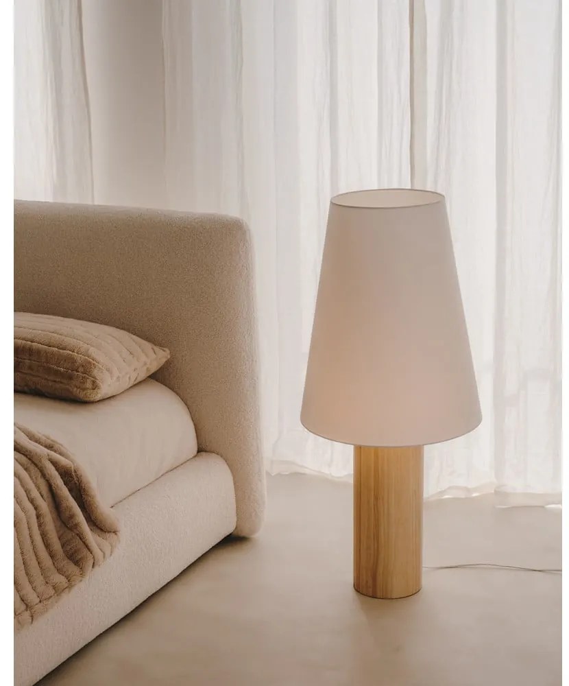 Biało-naturalna lampa stojąca z tekstylnym kloszem (wys. 110 cm) Marga – Kave Home