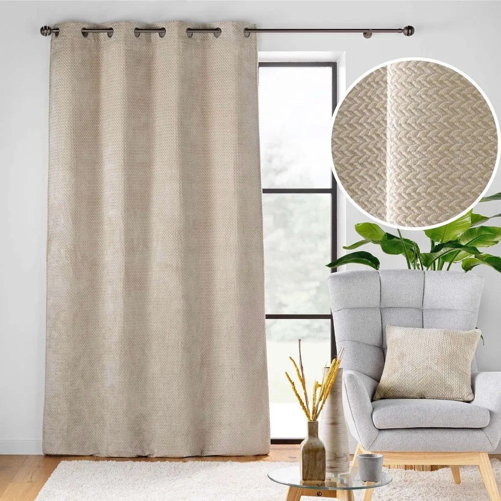 Beżowa zasłona z mikfroflaneli 140x240 cm Flanela – douceur d'intérieur