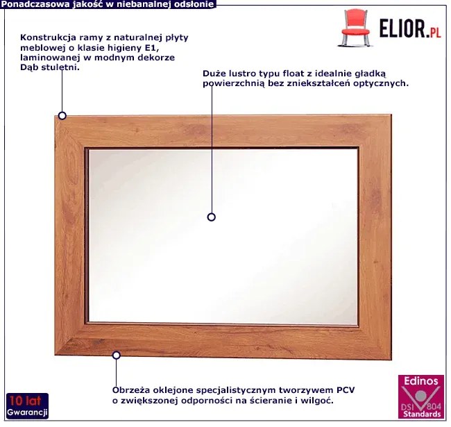 Lustro na ścianę 70x100 w ramie dąb stuletni K8-W75