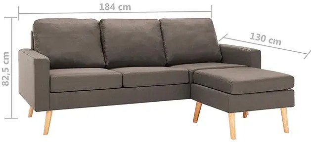 3-osobowa sofa z podnóżkiem taupe - Muria 4Q