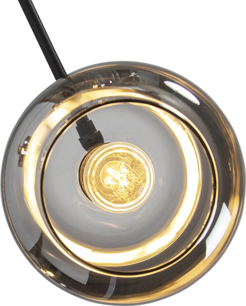 Lampa stojąca czarna ze złotem z dymionym szkłem 5-świateł - Zuzanna