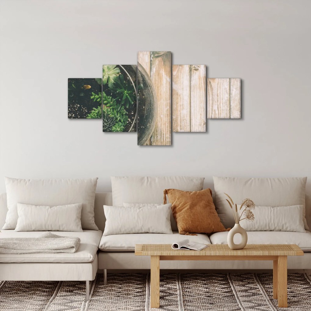 Obraz sukulentów w szkle (125x70 cm)
