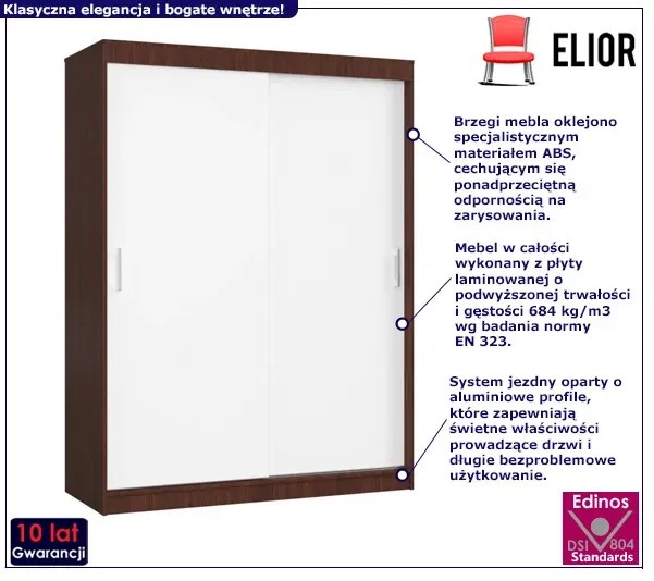 Klasyczna szafa przesuwna wenge + biały - Amer