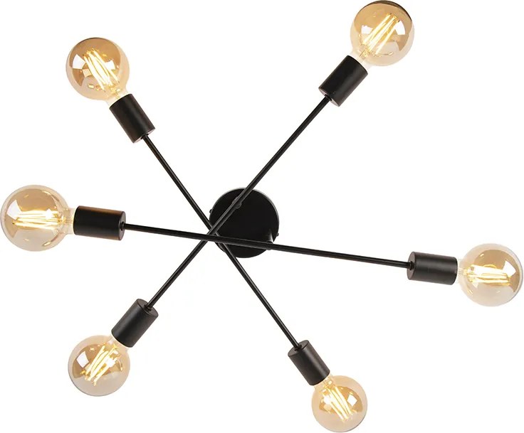 Industrialna lampa sufitowa czarna 6 świateł - Sydney
