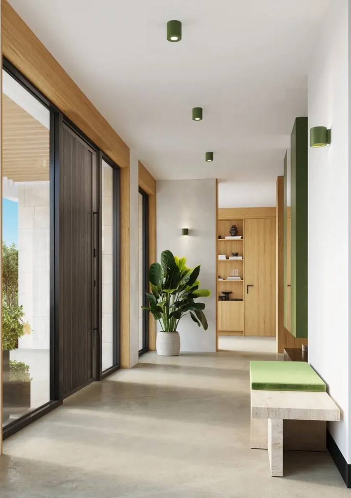 Oliwkowy halogenowy kinkiet ścienny - E713-Melvis