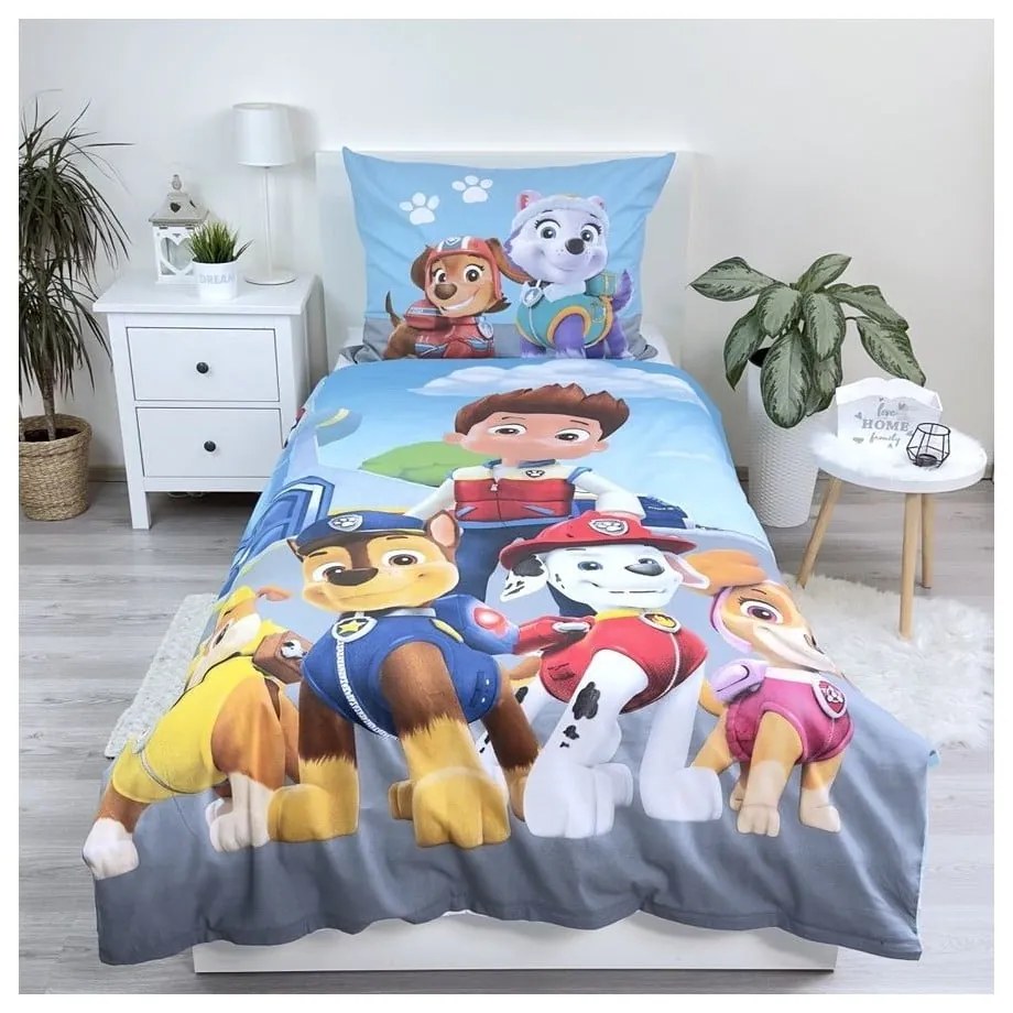 Niebieska bawełniana pościel dziecięca jednoosobowa 140x200 cm Paw Patrol – Jerry Fabrics