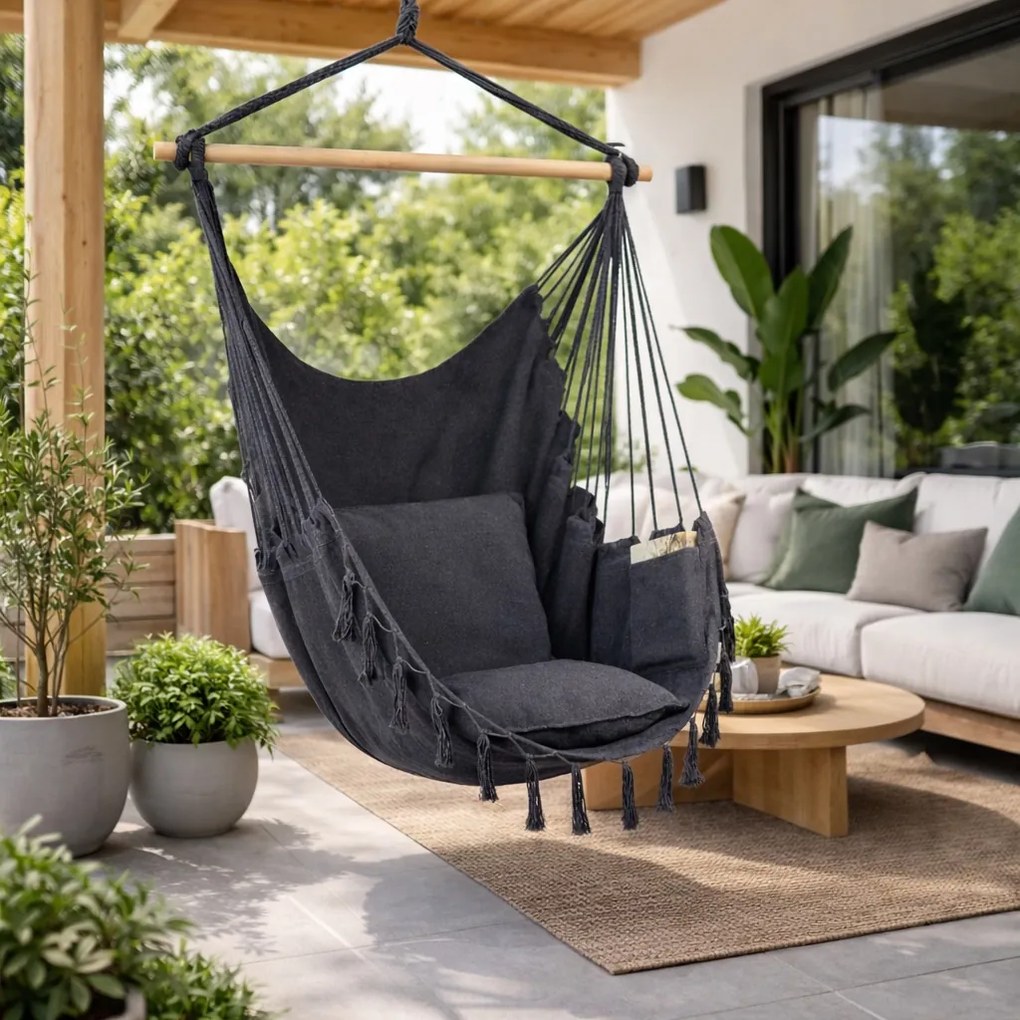 Fotel wiszący brazylijski z poduszką - hamak ogrodowy Breeze HC-2503