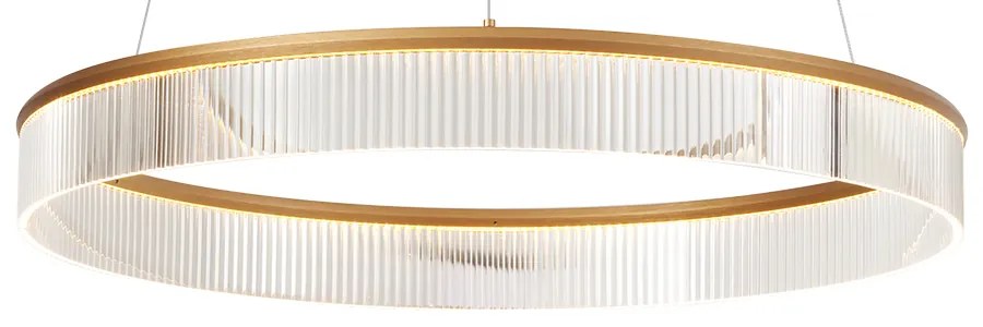 Nowoczesna lampa wisząca mosiężna 78 cm z LED z 3-stopniową regulacją ściemniania - Żyrandol Anello
