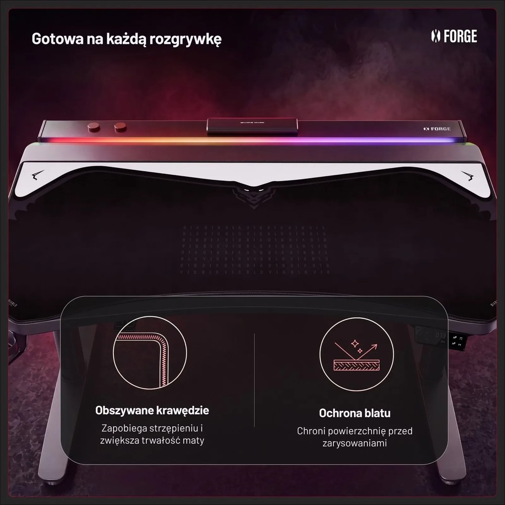 Podkładka ochronna na biurko Diablo X-Forge 140 cm, Black Nightwolf Moon