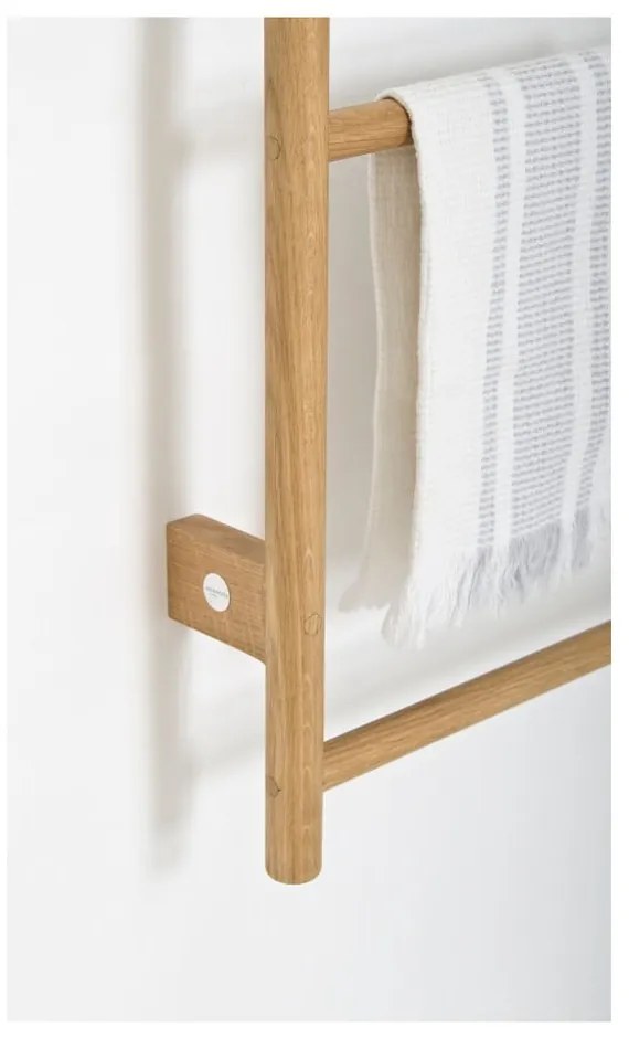 Wieszak na ręczniki z drewna dębowego Wireworks Towel Rail Wallbar