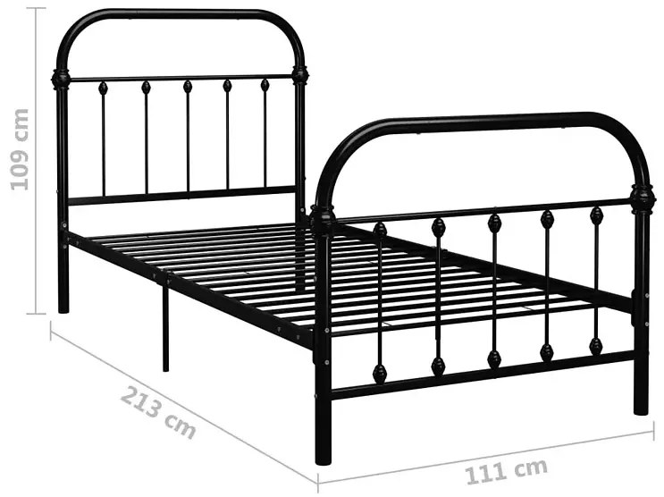 Czarne metalowe łóżko loftowe 100x200 cm - Asal