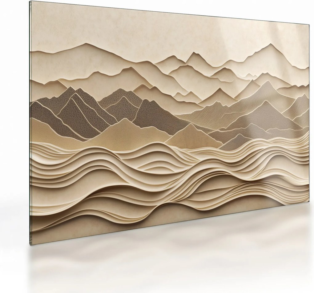 Obraz na szkle - 3D linie gór (70x50 cm)