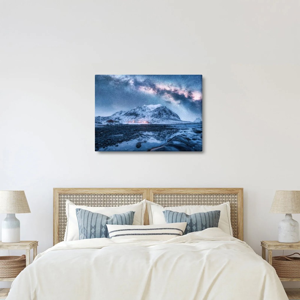 Obraz gór z gwieździstym niebem (70x50 cm)