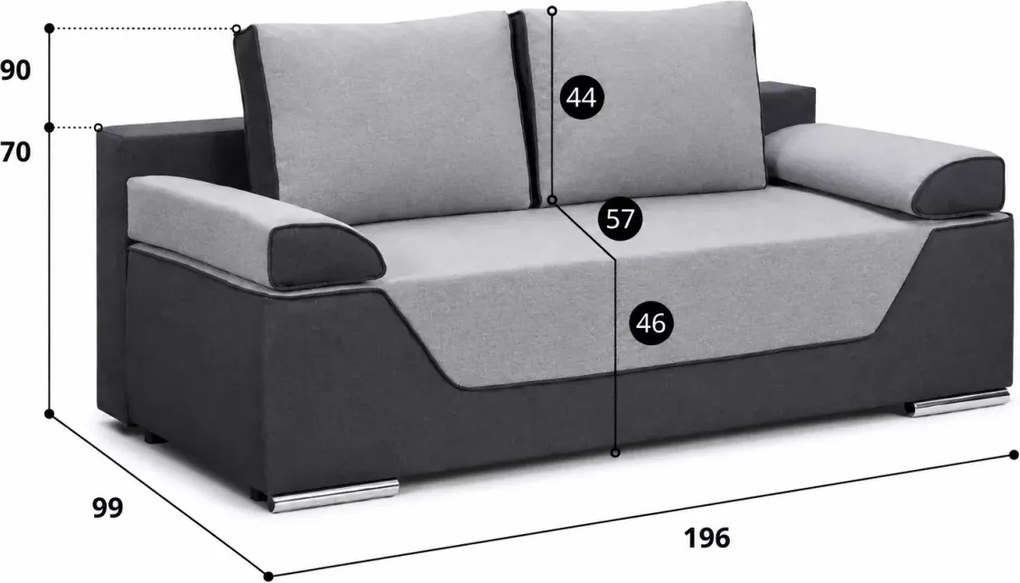 Kanapa Niga z funkcją spania i pojemnikiem na pościel – rozkładana sofa do salonu ze sprężynami bonell