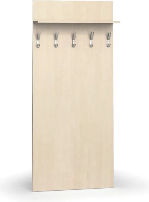 Garderoba z wieszakami PRIMO WOOD, 5 haczyków, półka, tekstura drewna pionowa, brzoza