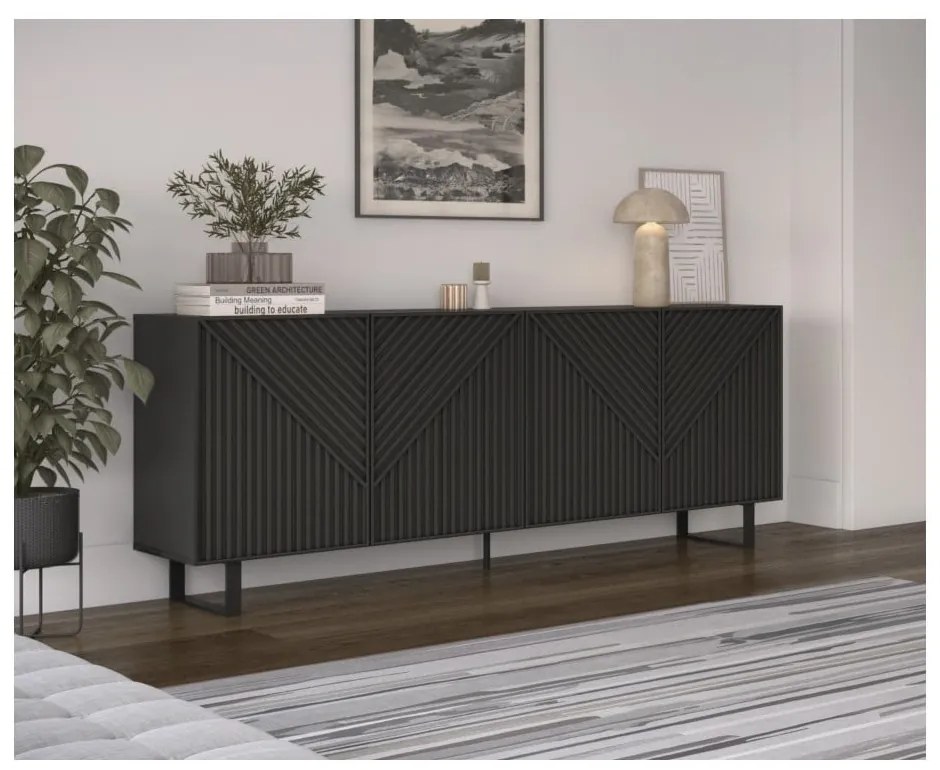 Czarna komoda 201x80x40 cm Peta – Marckeric