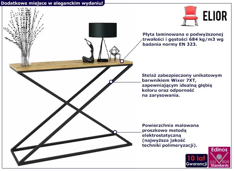 Idustrialna konsola czarny + dąb artisan - Logan 4X