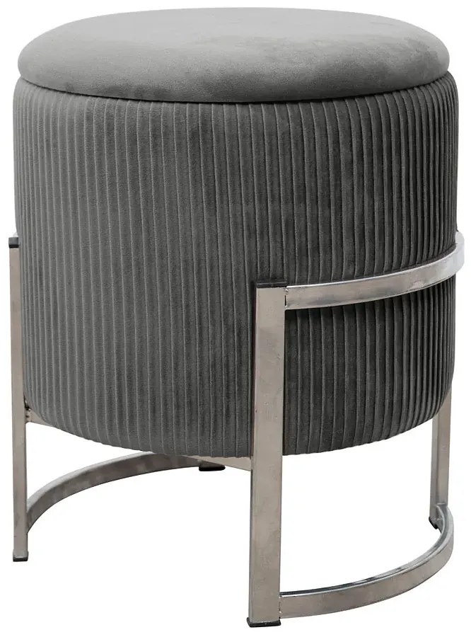 Grafitowa welurowa pufa ze schowkiem M5-F65