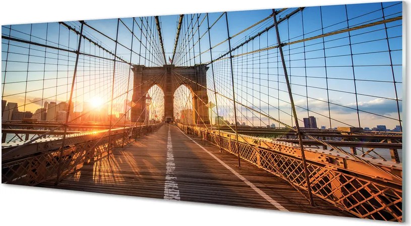 Panel Szklany Świt nad Mostem i Drapaczami Chmur
