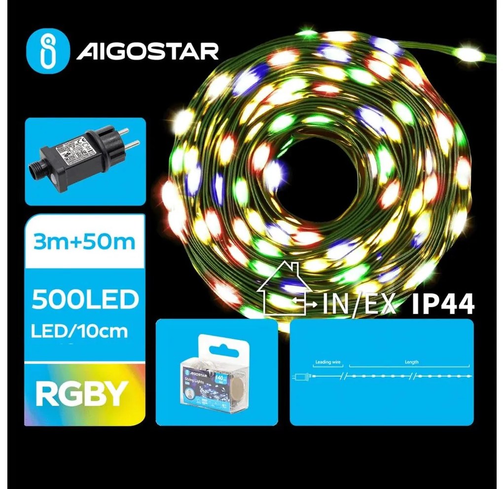 Aigostar - LED Zewnętrzny łańcuch świąteczny 500xLED/8 funkcji 53m IP44 wielobarwny