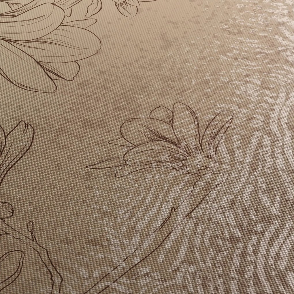 Obraz - Rysowane kwiaty (170x50 cm)