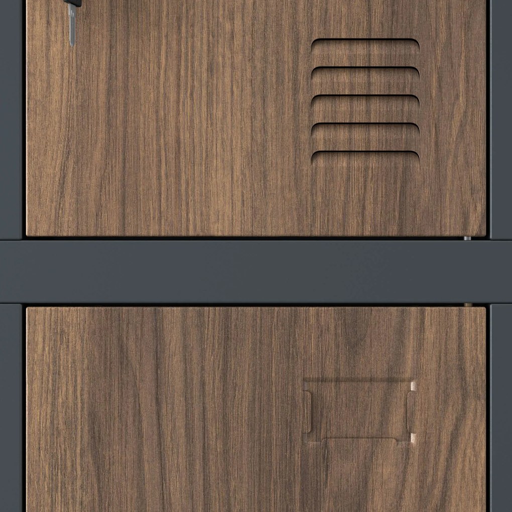 Szafka skrytkowa socjalna BHP MARCIN, 900 x 1850 x 400 mm, Eco Design: antracytowa/orzech