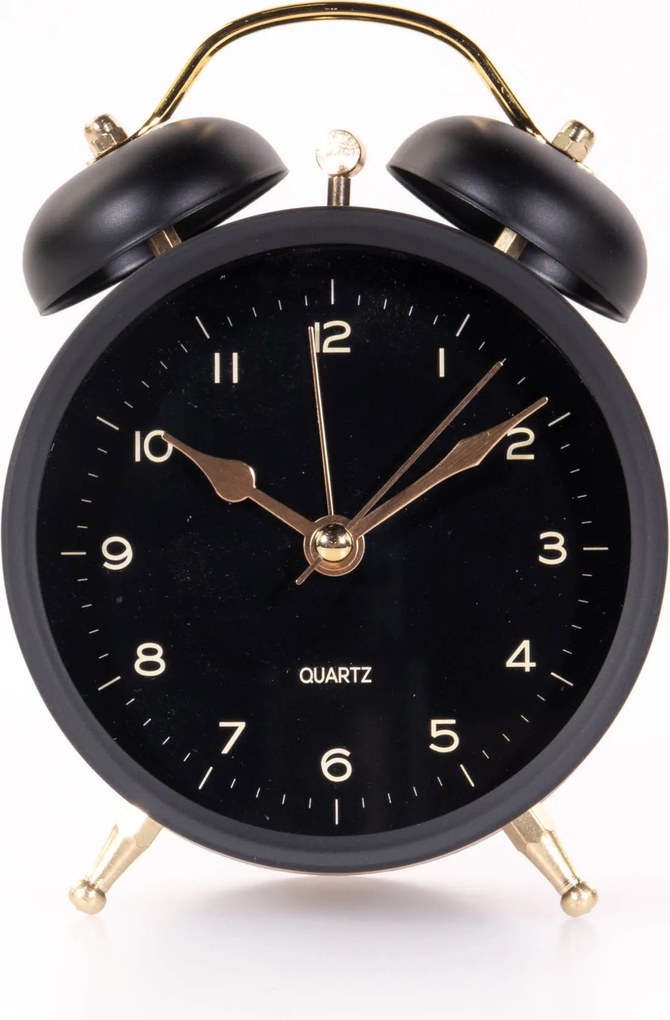Zegarek budzik ze złotymi wskazówkami