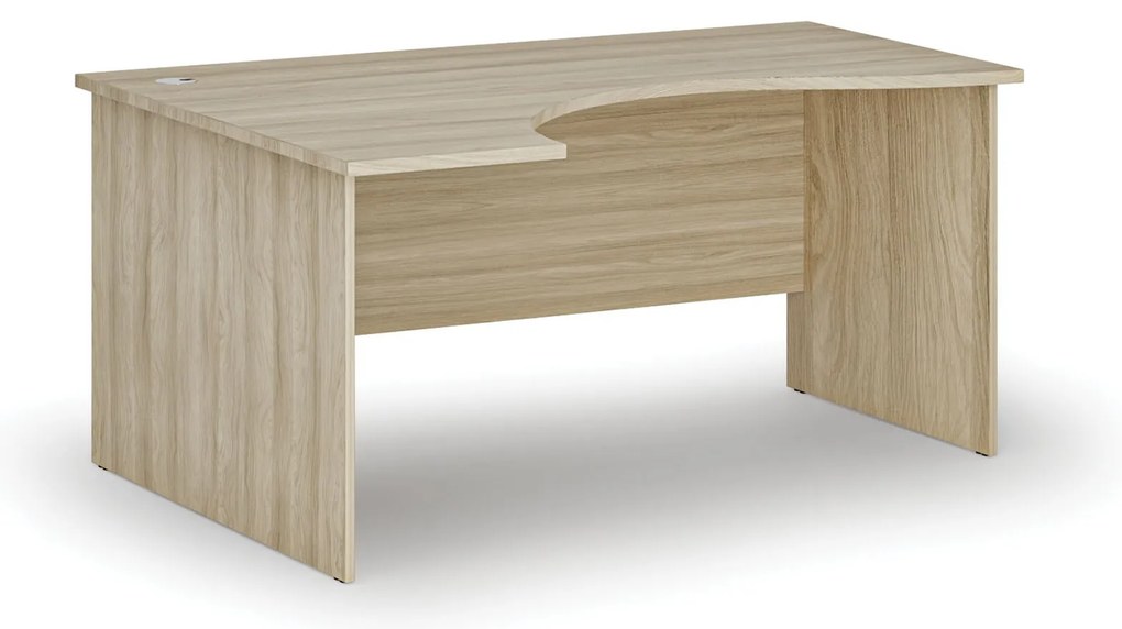 Ergonomiczne biurko PRIMO WOOD, 160x120 cm, lewe, dąb naturalny