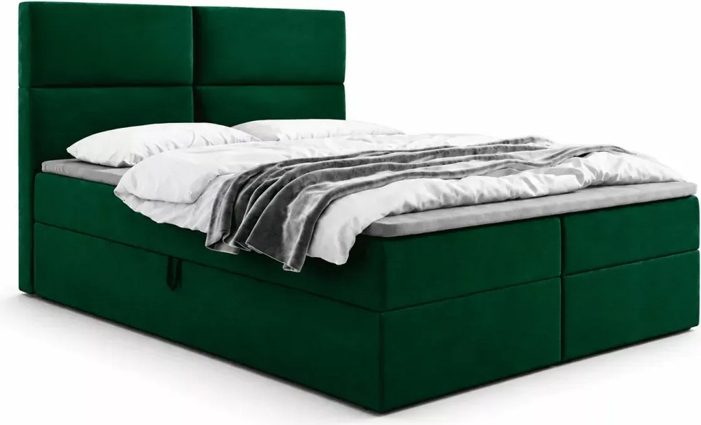 Łóżko kontynentalne Devon boxspring z materacem bonell i 2 pojemnikami na pościel tapicerowane