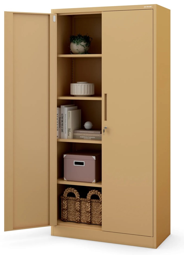 Szafa biurowa na dokumenty z zamkiem beżowa: Fresh Style JAN, 900 x 1850 x 400 mm