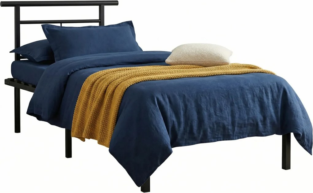 Czarne metalowe łóżko loftowe 100x200 cm N4-R66