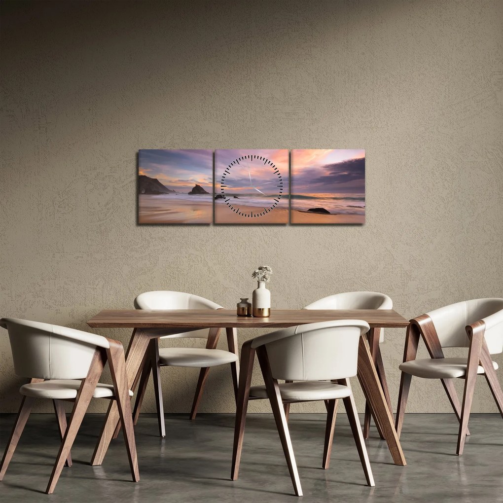 Obraz - Praia da Adraga (z zegarem) (90x30 cm)