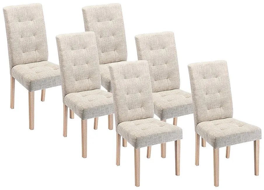 Zestaw 6 krzeseł VILLOSA - Tkanina i nogi z drewna - Kolor beżowy