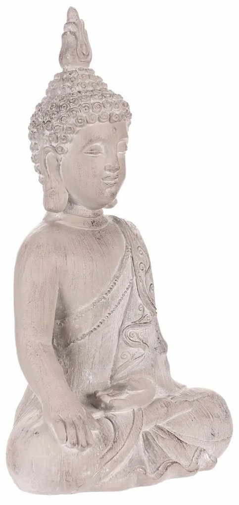 Dekoracja statuetka siedzącego Buddy, szara,poliresina, 30 x 22 x 54 cm