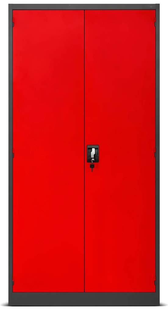 Warsztatowo-narzędziowa szafa metalowa SZYMON, 920 x 1850 x 500 mm, antracytowo-czerwona