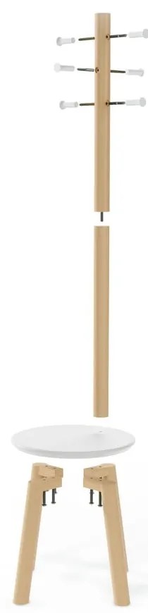 Biały wieszak z drewna kauczukowego Pillar – Umbra