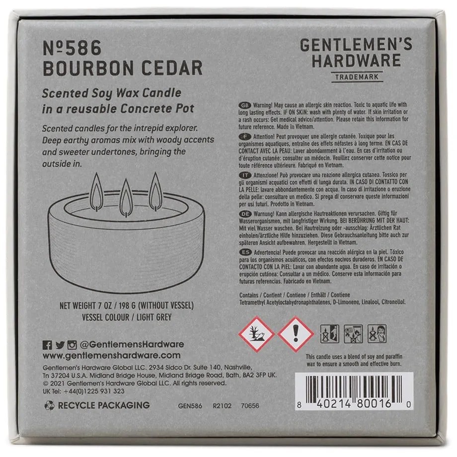 Zapachowa sojowa świeca czas palenia 40 h Bourbon Cedar – Gentlemen's Hardware