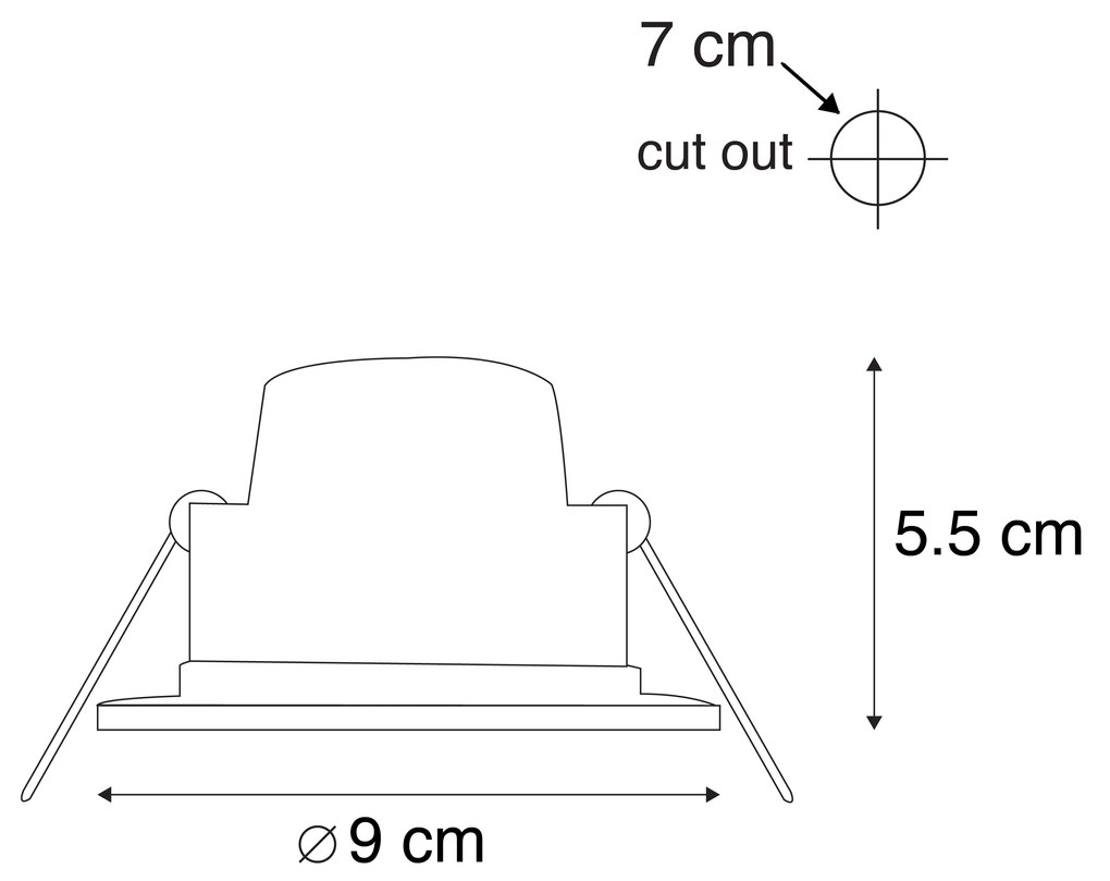 Zestaw 6 wpuszczanych reflektorów czarnych w komplecie z LED 3-stopniowy ściemniacz IP65 - Blanca