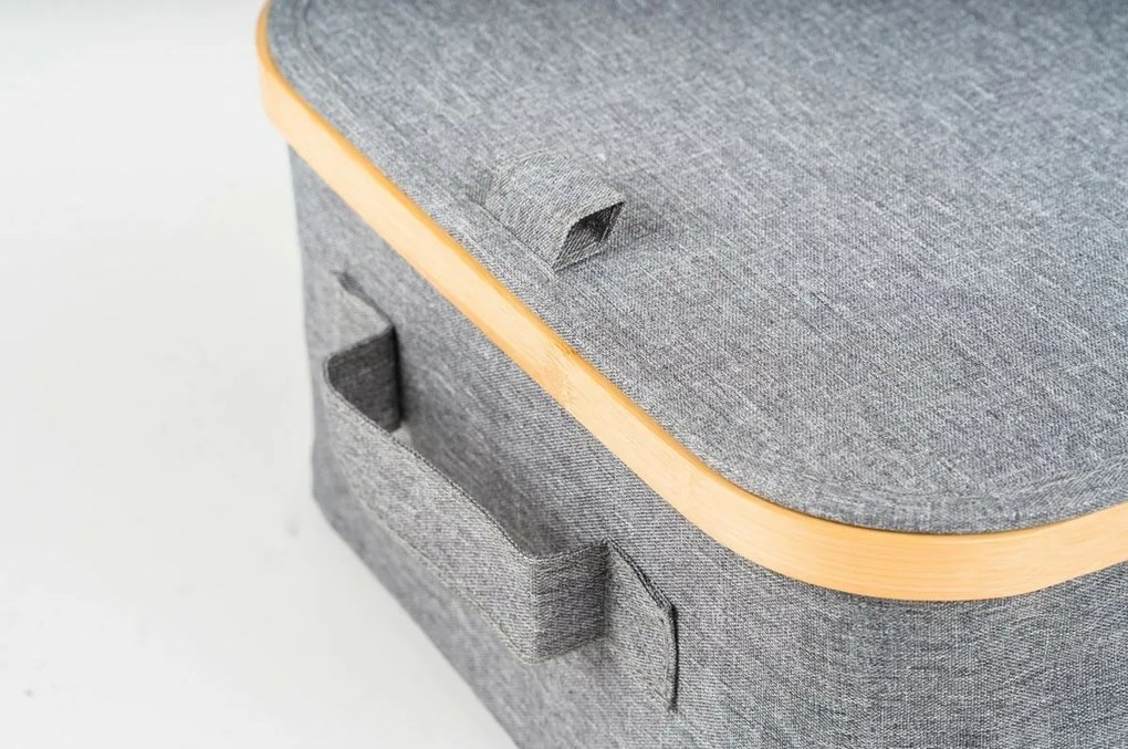 Pojemnik do przechowywania G21 30 x 30 x 15 cm,bambusowy z pokrywką, szary