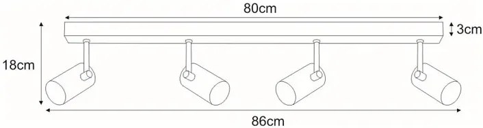 4-punktowa lampa sufitowa regulowana C3-H30
