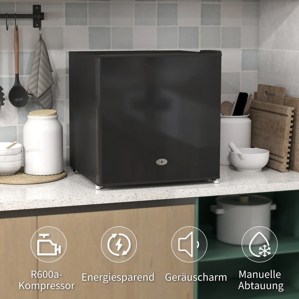 HOMCOM Mini Zamrażarka 35 L, elektryczna, wolnostojąca, 45 W, mini skrzynia mroźnicza, 47 x 44,2 x 48,8 cm, Czarna