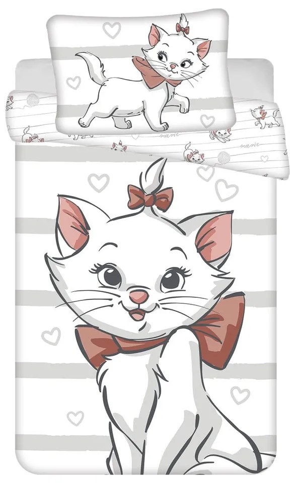 Biała bawełniana pościel dziecięca do łóżeczka 100x135 cm Marie Cat "Bow" – Jerry Fabrics