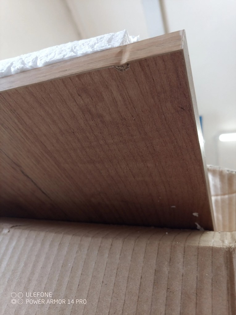 PROMOCJA Biały stół jadalniany z blatem w dekorze dąb sonoma MADO 120x80 II. gatunek