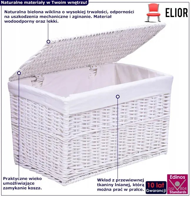 Wiklinowy Kufer Biały Na Zabawki G8-R34